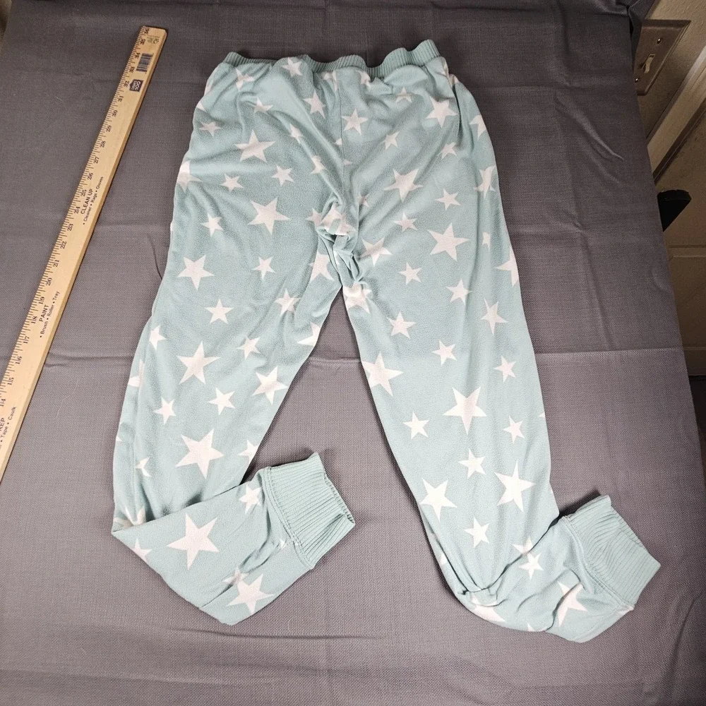 Cuddl Duds 2 piece pj / loungewear turquoise/white‎ stars long sleeve Size S